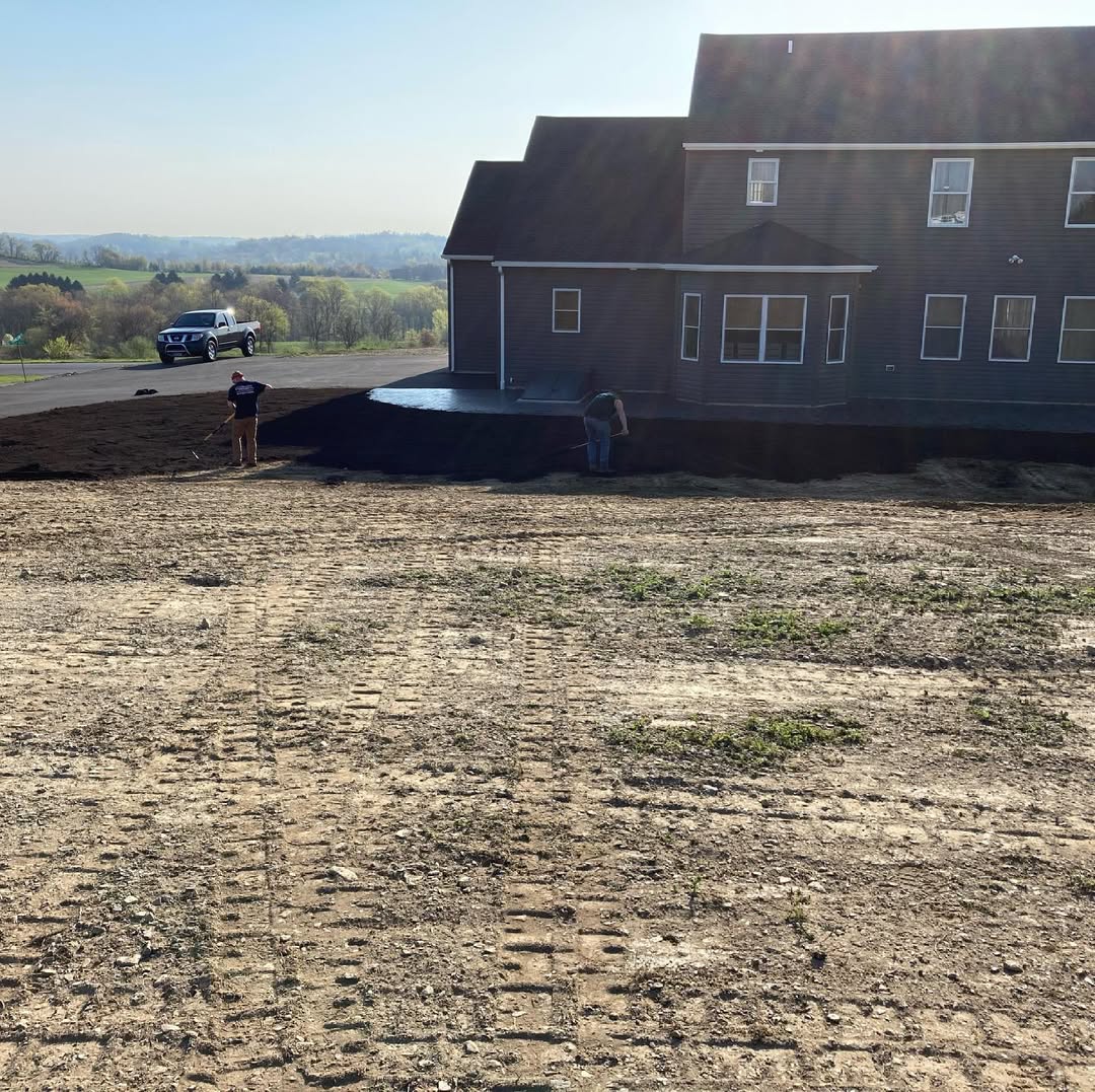 An area that of land that has been flattened by excavation equipment.