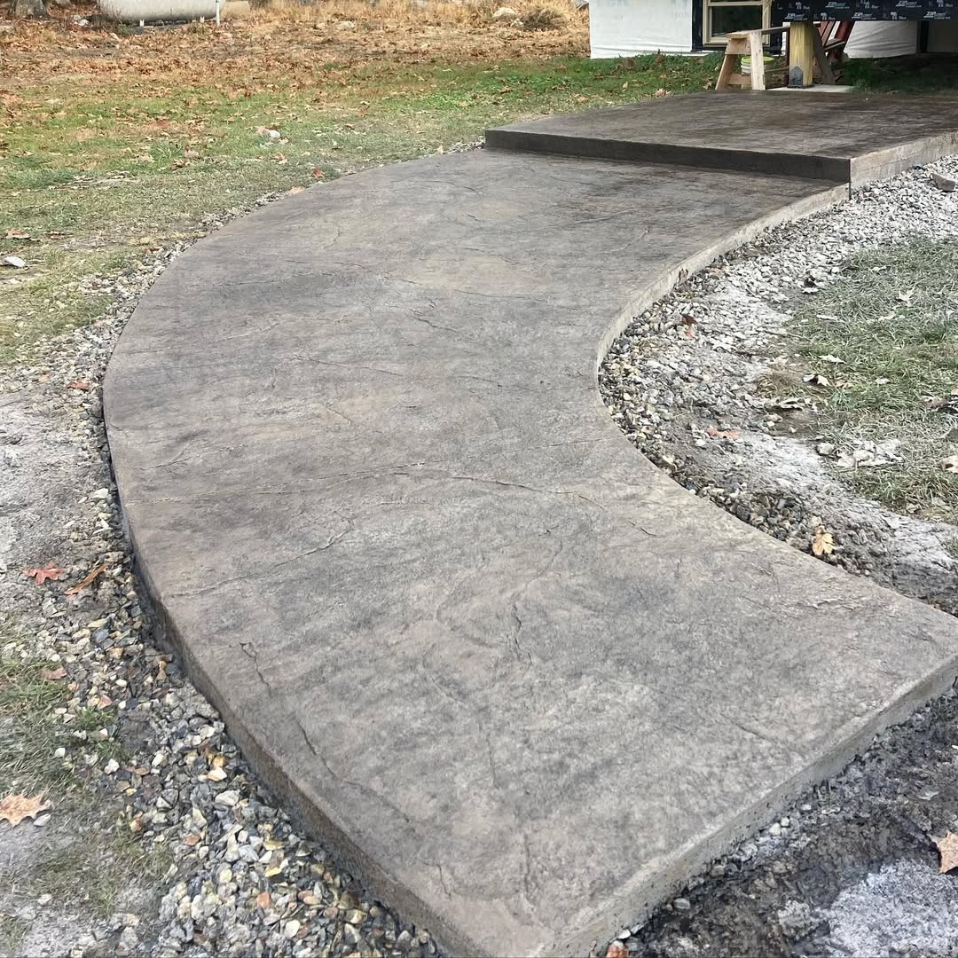 A winding concrete path.